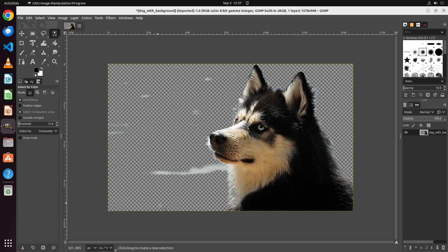 An edited image with transparent background in GIMP